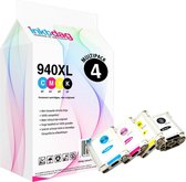 Inktdag inktcartridges voor HP 940 XL Hoge capaciteit cartridges, multipack van 4-kleurenbundel