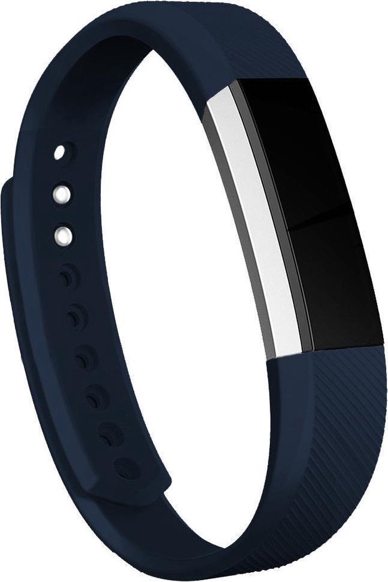 KELERINO. Siliconen bandje geschikt voor Fitbit Alta - Donker Blauw - Large
