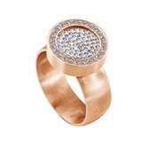 Quiges RVS Schroefsysteem Ring met Zirkonia Rosékleurig Mat 17mm met Verwisselbare Zirkonia Wit 12mm Mini Munt