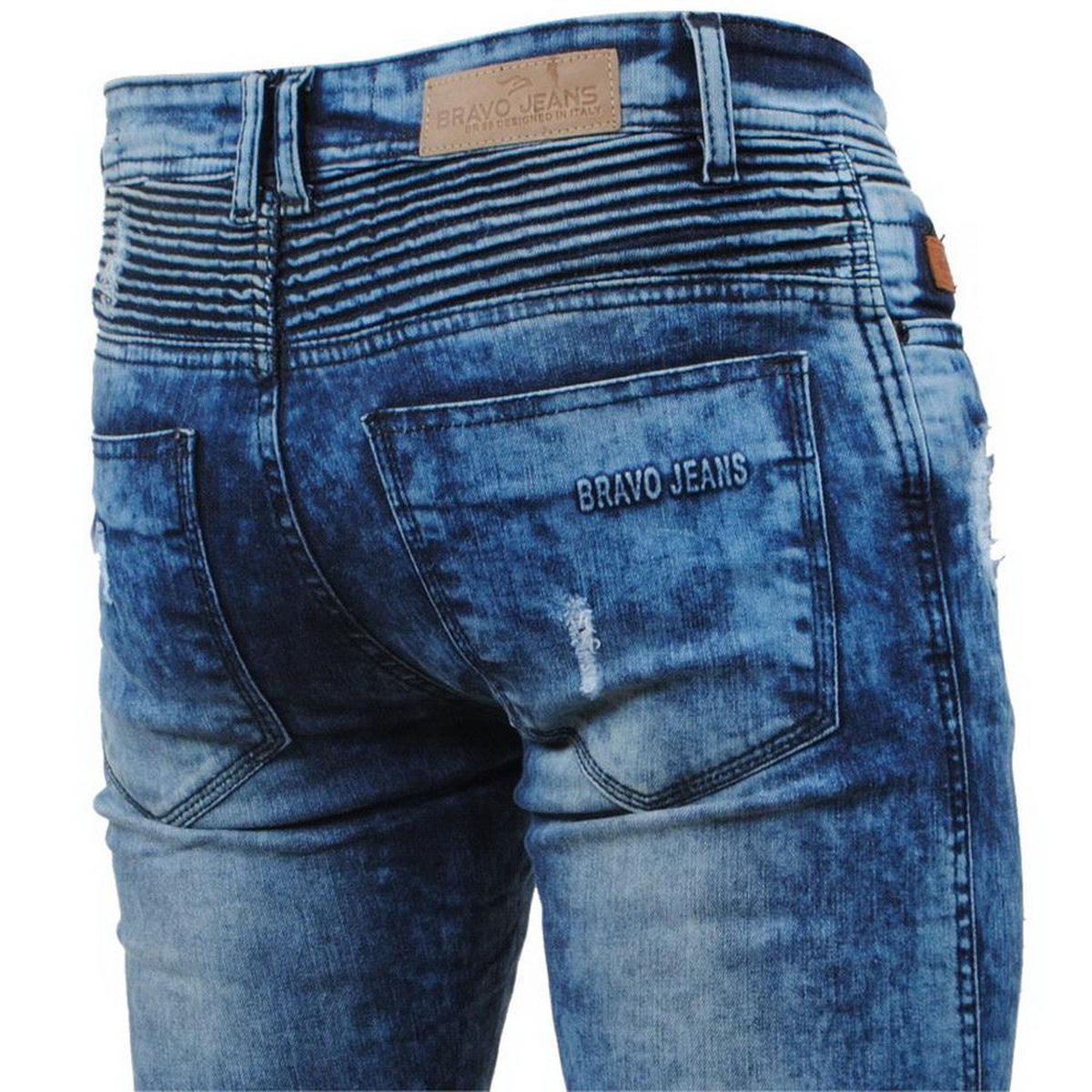 Bravo Jeans - Heren Jeans - Damaged Look - White Wash - Slim Fit - Stretch  - Lengte 34... | bol.com