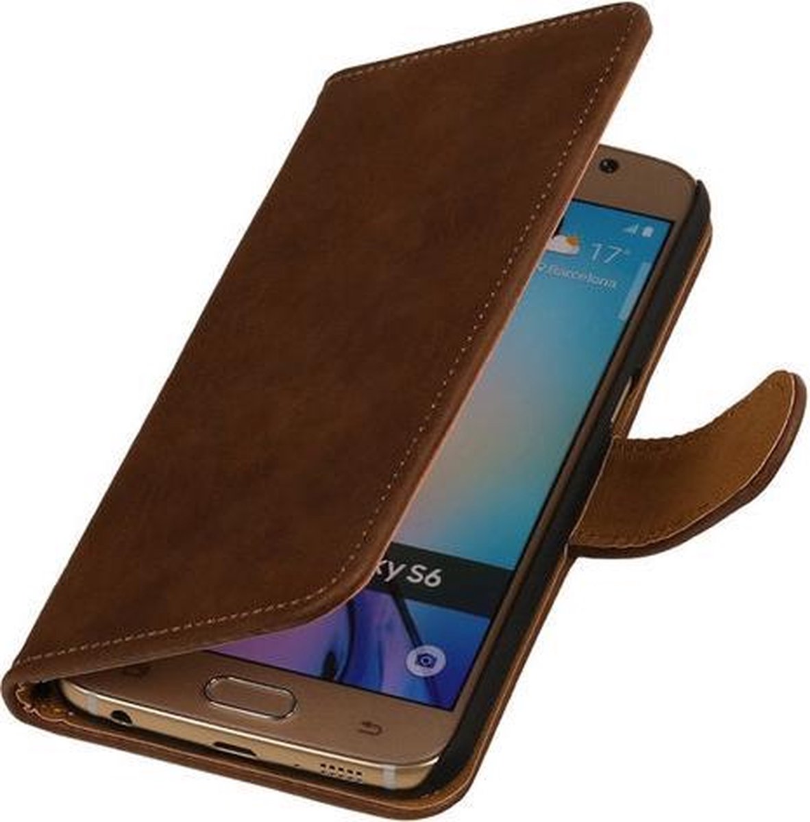 Bruin Hout Booktype Samsung Galaxy S3 Mini Wallet Cover Hoesje