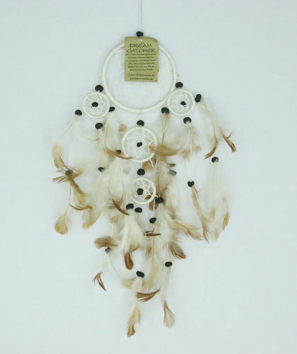 Zus & Zo Dromenvanger / Dreamcatcher Ø9cm met kleintjes - naturel