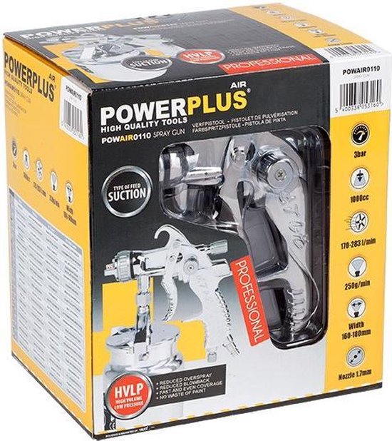 Powerplus POWAIR0109 Pneumatisch verfpistool - Verfspuit - Max. druk: 3bar  - 600ml... | bol.com