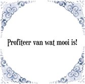 Tegeltje met Spreuk (Tegeltjeswijsheid): Profiteer van wat mooi is! + Kado verpakking & Plakhanger