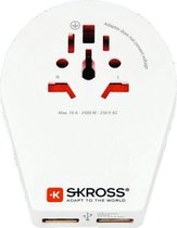 Skross 1500264 Reisstekker World to CH+IT+BRA USB