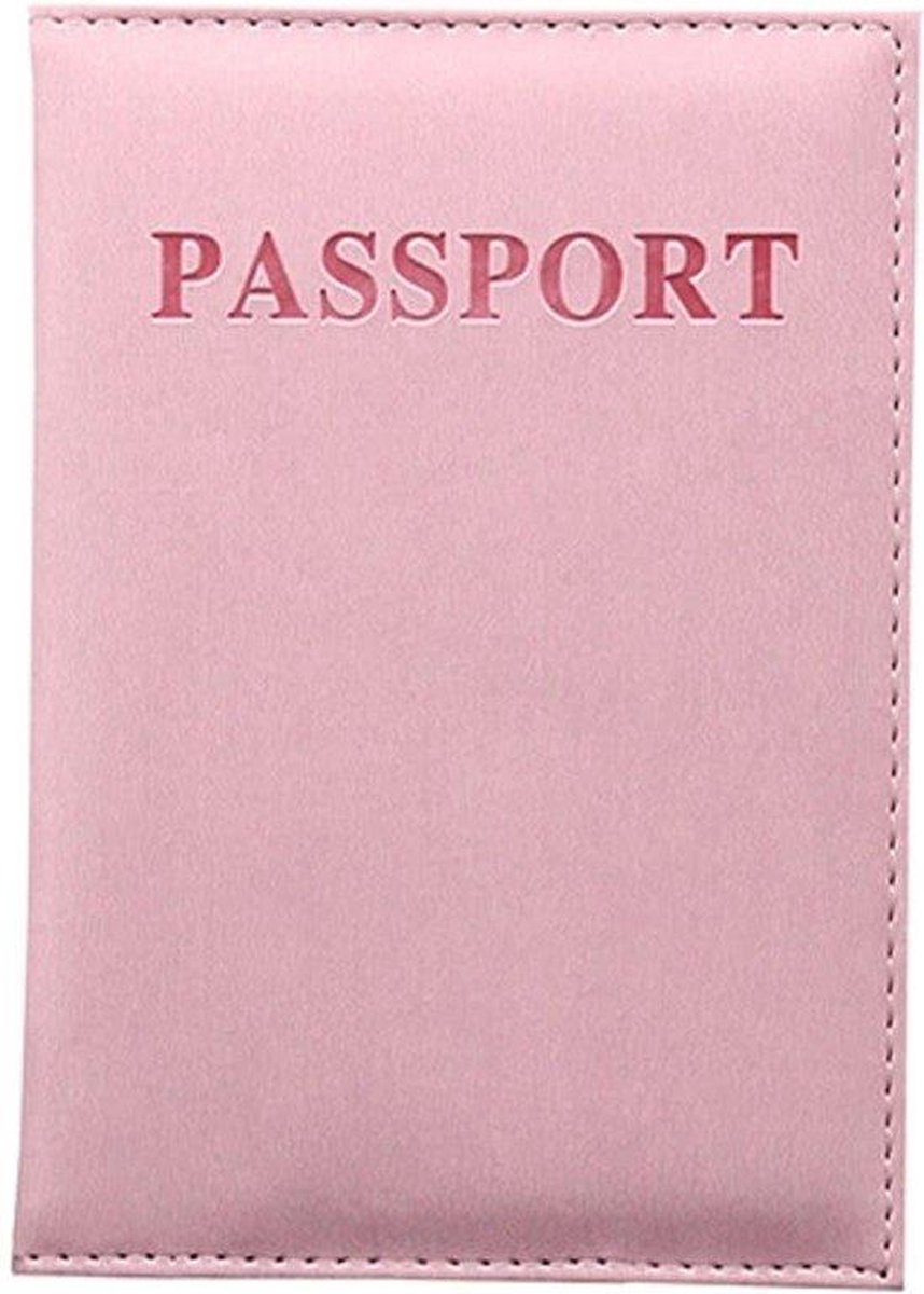 (Licht) Roze leren Paspoorthouder - Paspoort Hoesje - Cover - Mapje - Merkloos