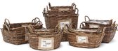 Plantenmand rotan, Set van 3, OVAAL Vlak, bloemenmand, bloemenbak, gevlochten