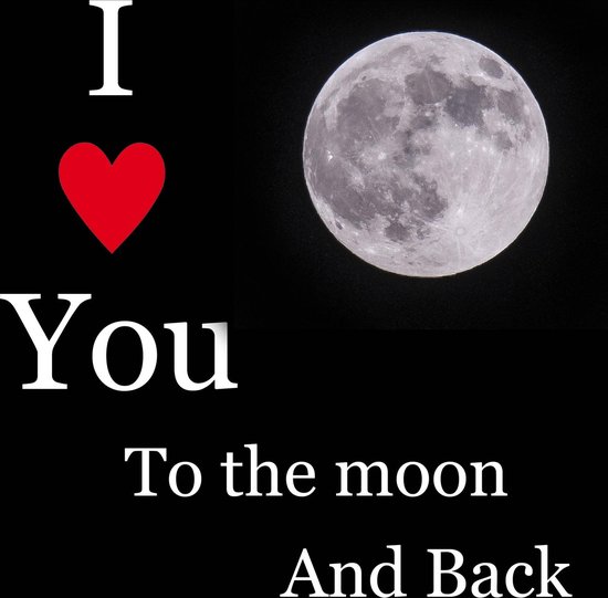 Foto op Canvas, I Love You to the Moon (70 x 70cm)
