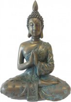 Boeddhabeeld - Thaise mediterende Boeddha - Bronsgroen - 19 cm