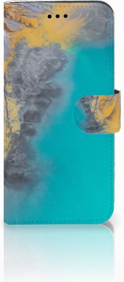 Huawei P10 Lite Bookcase Marble Blue Gold