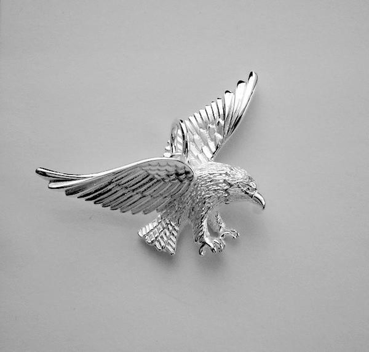 Robuuste zilveren adelaar, met gespeide vleugels