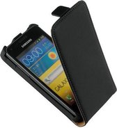 Lederen Flip case case Telefoonhoesje - Samsung Galaxy S Advance i9070 Zwart