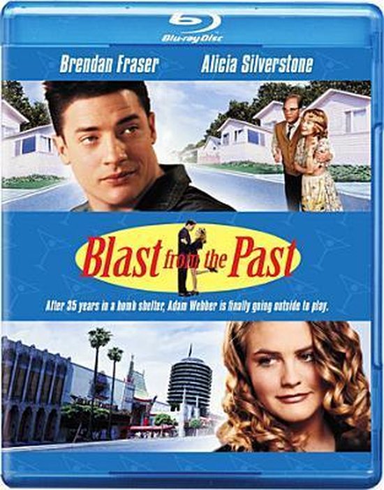 Blu-ray hoes "Blast from the Past" met Brendan Fraser en Alicia Silverstone. Text: "After 35 years in a home shelter, Adam Webber is finally going outside to play."