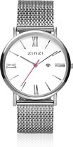 Zinzi Horloge Retro ZIW506M - Zilverkleurig - Ø32mm + gratis Zinzi armbandje