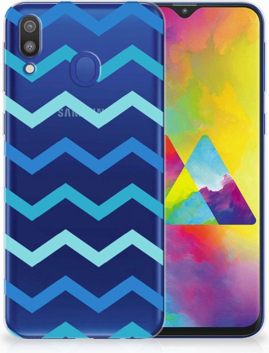 Samsung Galaxy M20 (Power) TPU bumper Zigzag Blauw