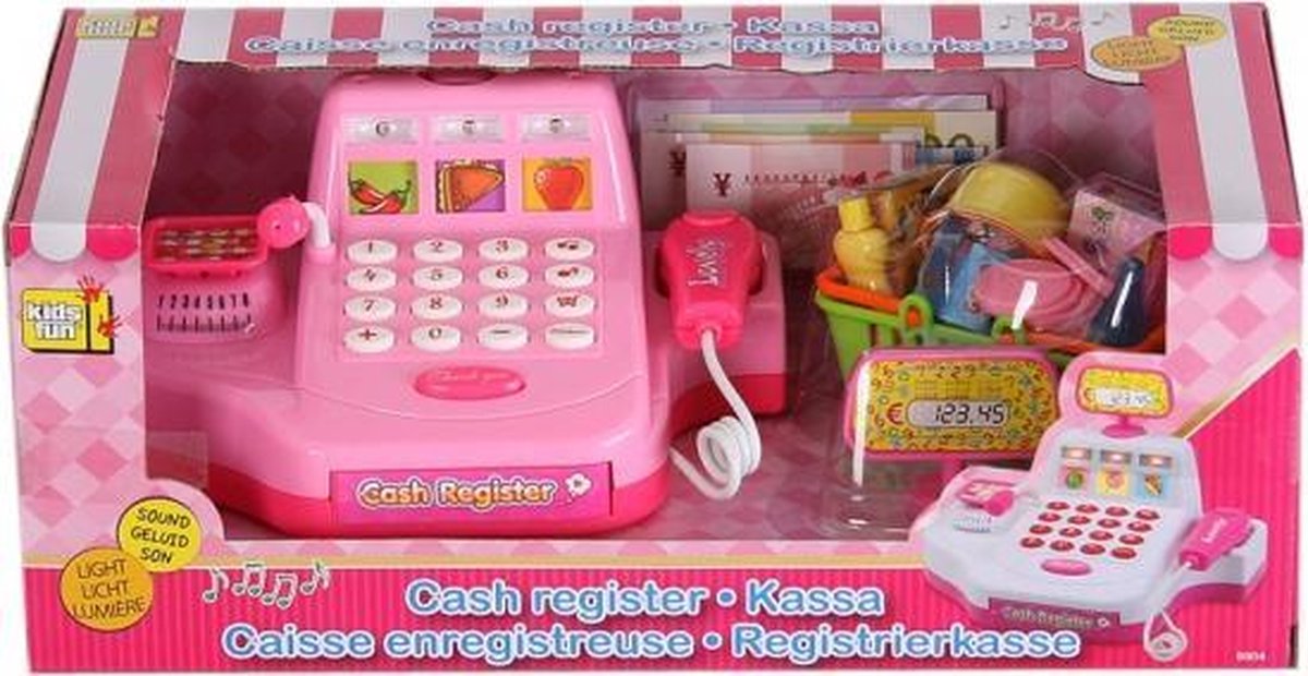 Roze speelgoed kassa met boodschappen | bol.com