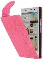 Devil Classic Flipcase Hoesjes - Hoesje Geschikt voor Huawei Ascend P6 Roze