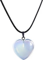 Ketting met Natuursteen hanger Opaline hart, Valentijn