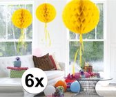 6x feestversiering decoratie bollen geel 30 cm