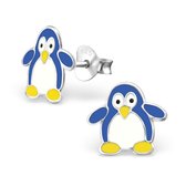 Princess Oorbellen Pinguin Blue - 925 Zilver E-Coating - Dier - 11x10mm