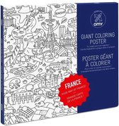 OMY - Kleur poster Frankrijk - Giant coloring poster France - voor jong en oud - 100 x 70 cm