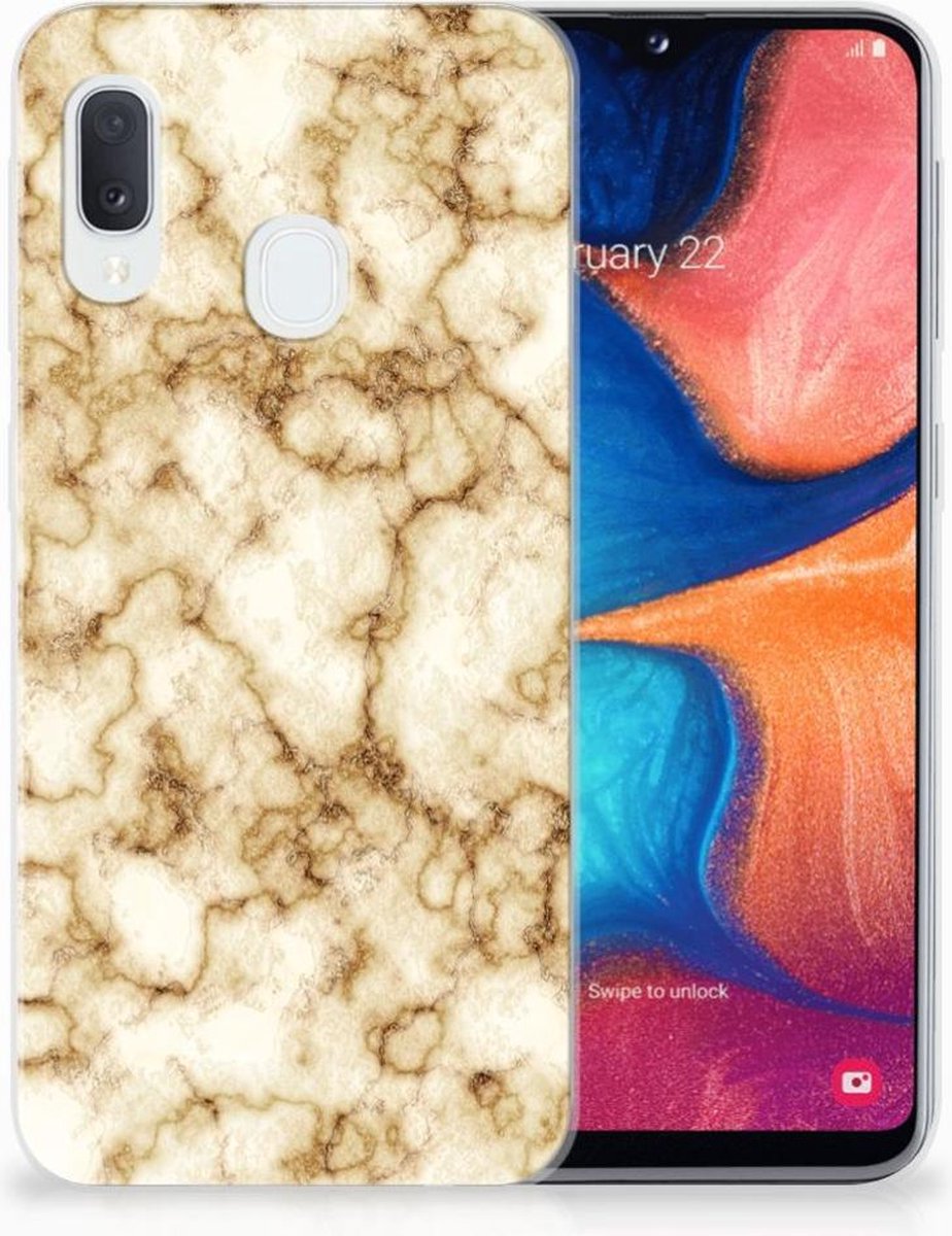 Samsung Galaxy A20e TPU Siliconen Hoesje Marmer Goud