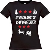 Dit jaar is kerst op 25 en 26 december  T-shirt maat S Dames zwart