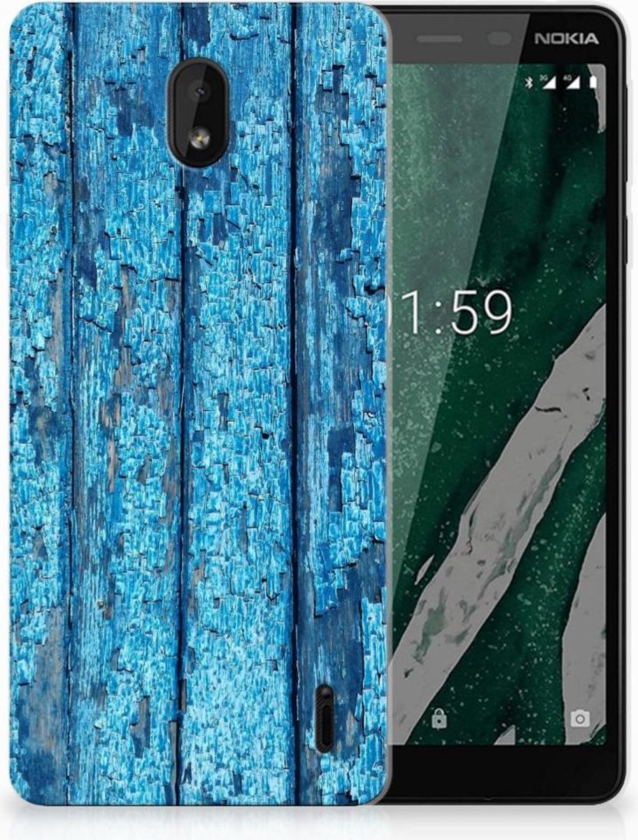 Nokia 1 Plus Bumper Hoesje Wood Blue