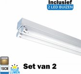 LED Buis armatuur 150cm - Dubbel | Inclusief Hoge Lumen LED buizen - 3000K - Warm wit (Set van 2 stuks)