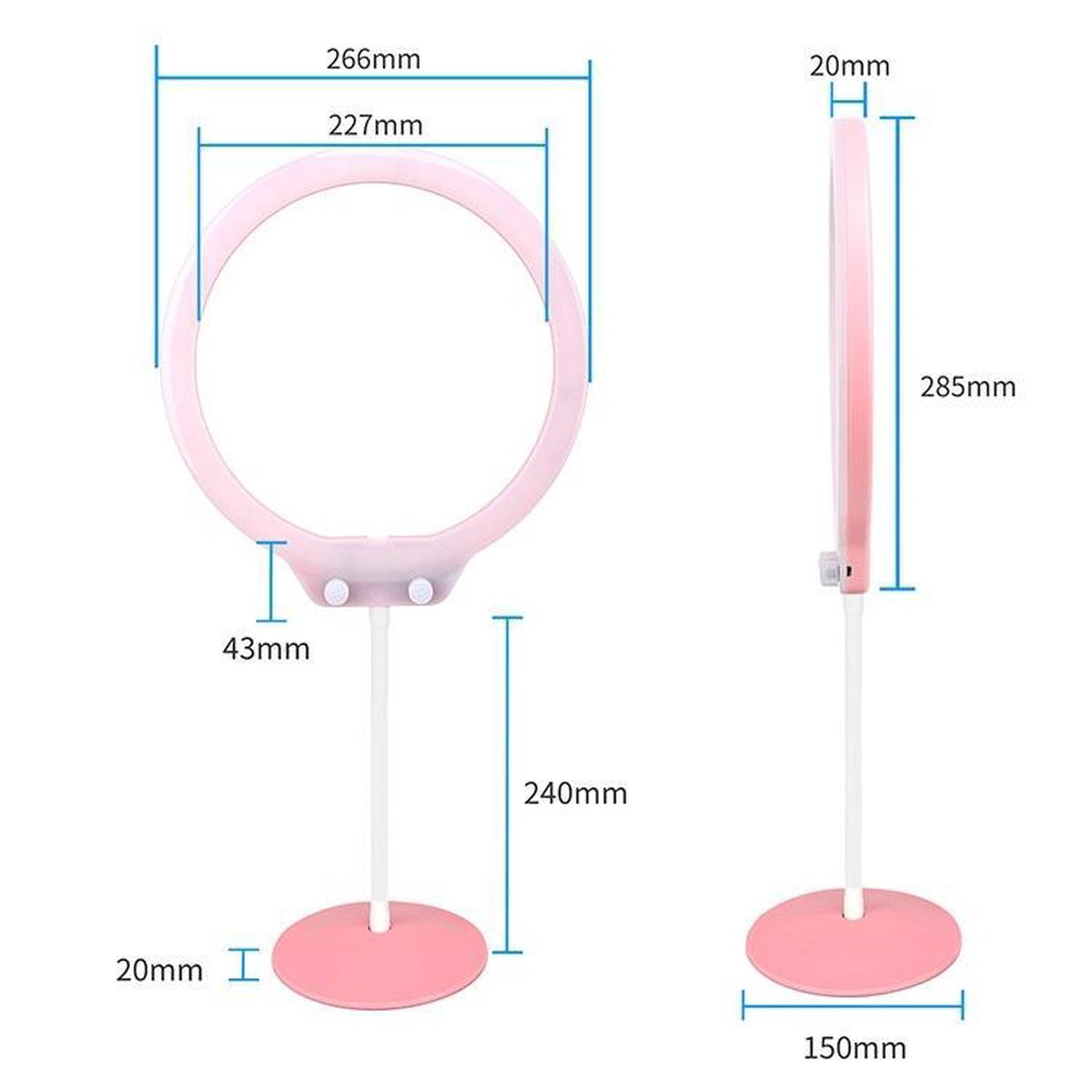 Zomei ringlamp set 10,5 inch – fotostudio - Tiktok lamp - ringlicht– make-uplicht – instagram - met telefoonhouder