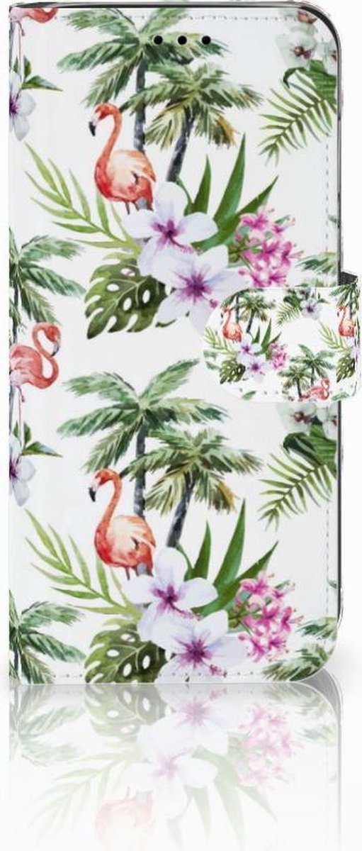 Huawei P20 Lite Telefoonhoesje met Pasjes Flamingo Palms