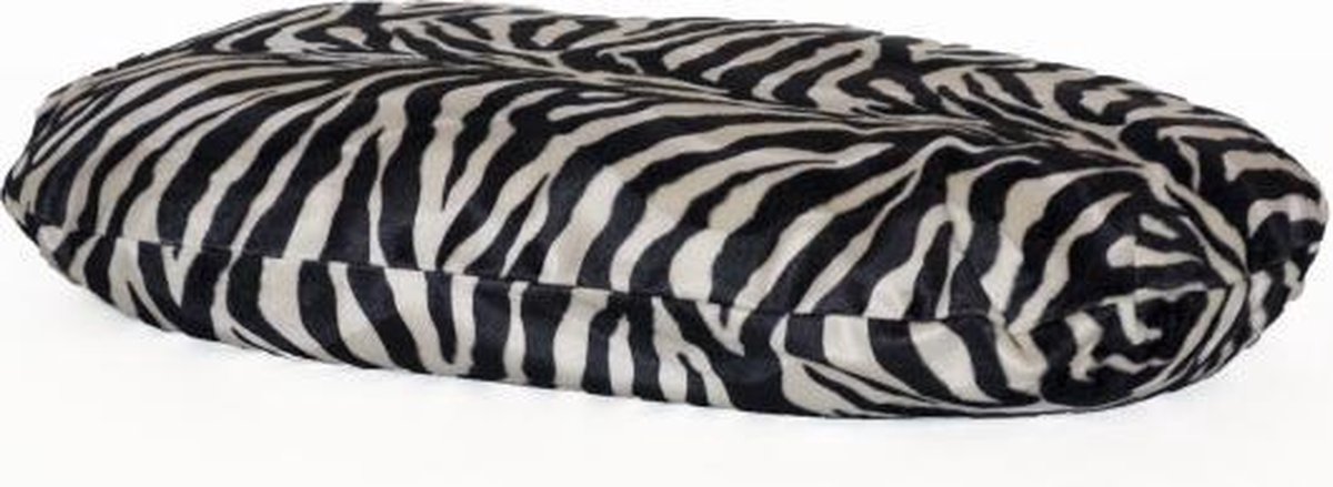 Losse hoes hondenkussen ovaal bonfire zebra zwart/wit kussen maat 87x57 cm