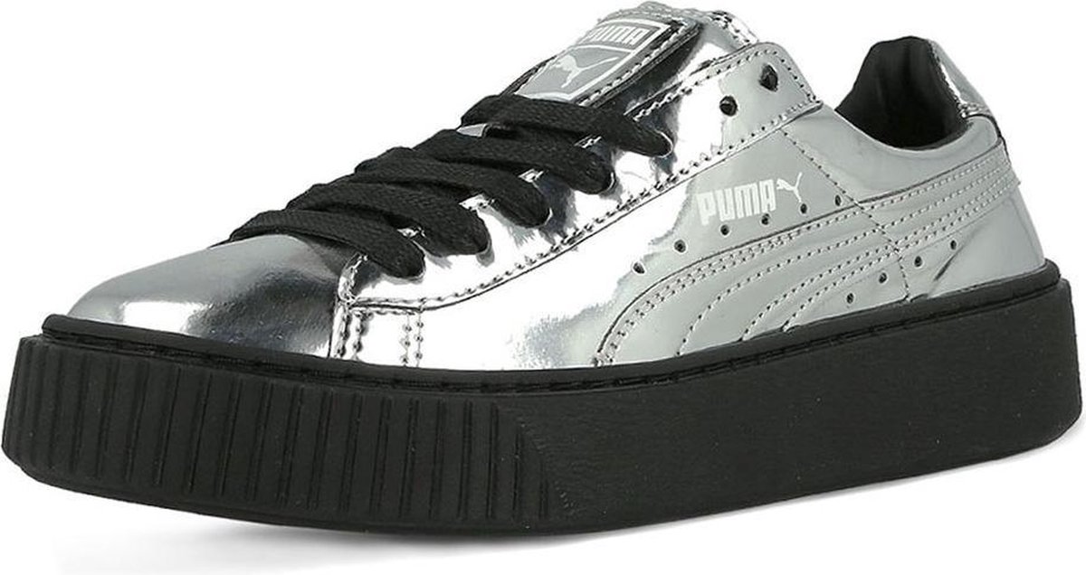 PUMA 36233906 Basket Platform Zilveren Sneakers Damesschoenen