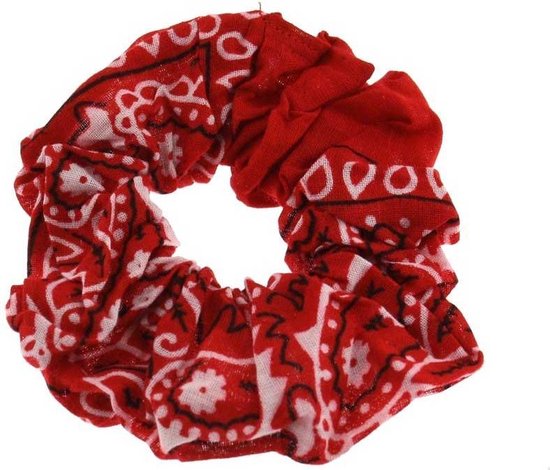 Paisley scrunchie haarelastiek rood/wit - Zac's Alter Ego