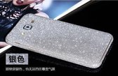 Xssive - 2 stuks Glitter Telefoon Sticker + 2 stuks Glasfolie voor Samsung Galaxy J5 2016 J510 - Zilver