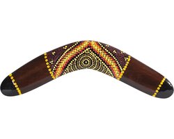 foto van Australian Treasures houten boemerang 30cm - bruin - boomerang voor kinderen