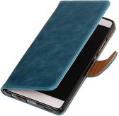 Pull Up TPU PU Leder Bookstyle Wallet Case Hoesjes voor Huawei P9 Plus Blauw