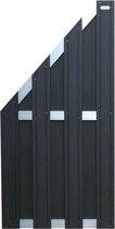 Schutting composiet schuin Design antraciet met blank aluminium frame (90 x 180/93 cm)