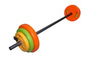 Tunturi Aerobic pump gewichten set 20kg - Halterset met 6 schijven - incl. halterstang - Met schuimrubberen beschermlaag - incl. gratis fitness app