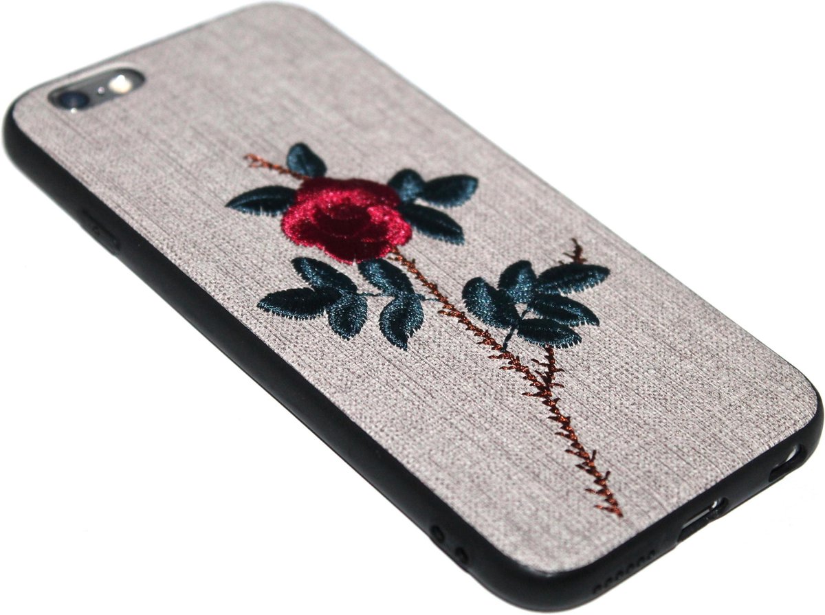 Geborduurd rozen hoesje Geschikt voor iPhone 6 / 6S