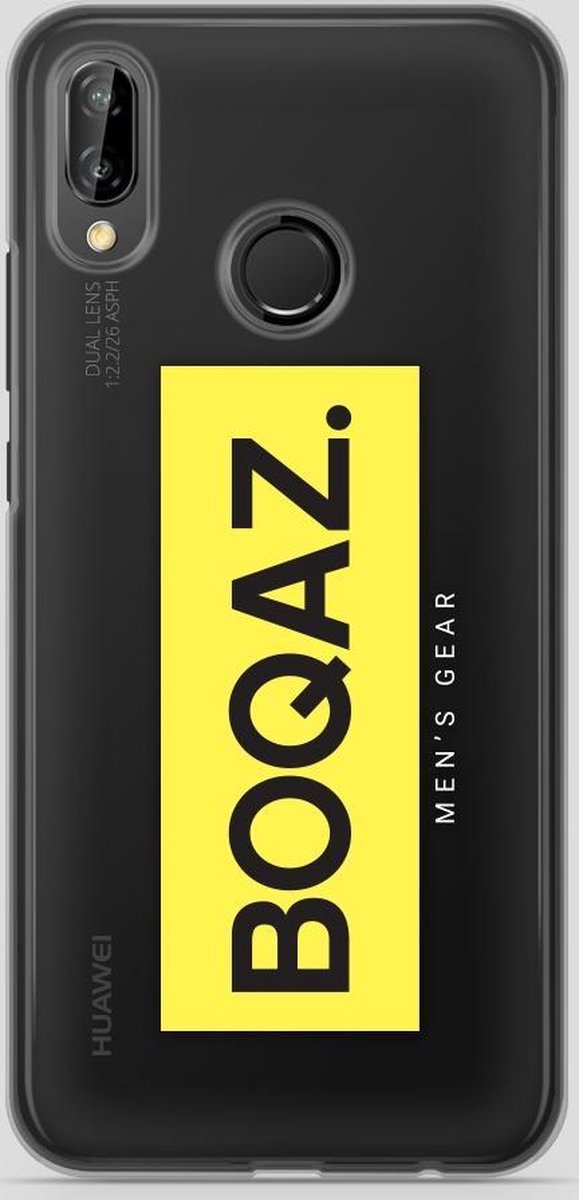 BOQAZ. Huawei P20 Lite hoesje - Labelized Collection - Yellow print BOQAZ