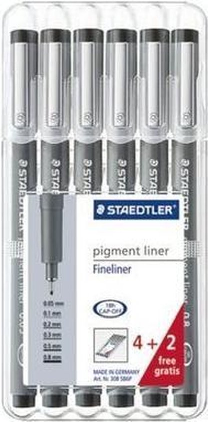 Staedtler Fineliner Pigment 308 0,1 - 0,8 mm - Zwart