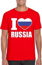 Rood I love Rusland fan shirt heren S