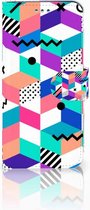 Geschikt voor Samsung S9 Wallet Book Case Hoesje Design Blocks Colorful