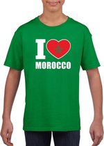 Groen I love Marokko fan shirt kinderen L (146-152)