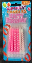 Taartkaarsjes - Verjaardags kaarsjes Happy birthday candles  - 12 stuks Roze