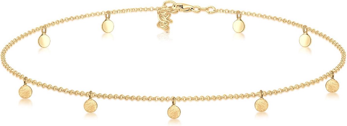 Elli Halsketting choker geo cirkel basic mat coin 925 zilver verguld