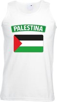 Singlet shirt/ tanktop Palestijnse vlag wit heren S