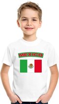 T-shirt met Mexicaanse vlag wit kinderen M (134-140)