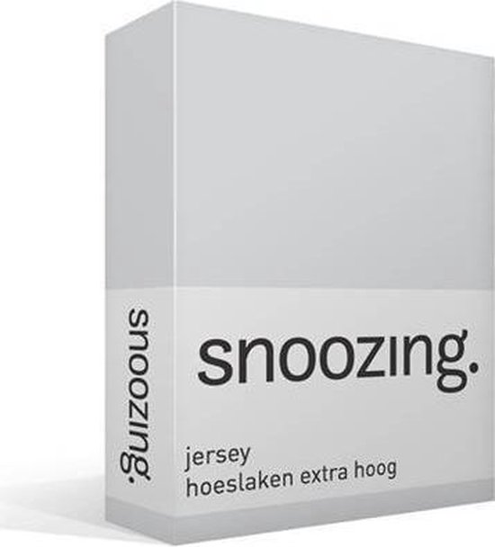Snoozing Jersey - Hoeslaken Extra Hoog - 100% gebreide katoen - 70x200 cm - Grijs